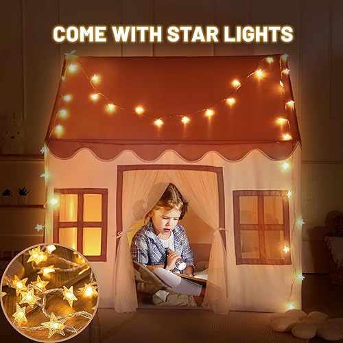 Vista 25 de Wilwolfer Tienda de campaña para niños en interiores, casa de juegos para niños, tienda de campaña para niños pequeños, casa de juguetes grande