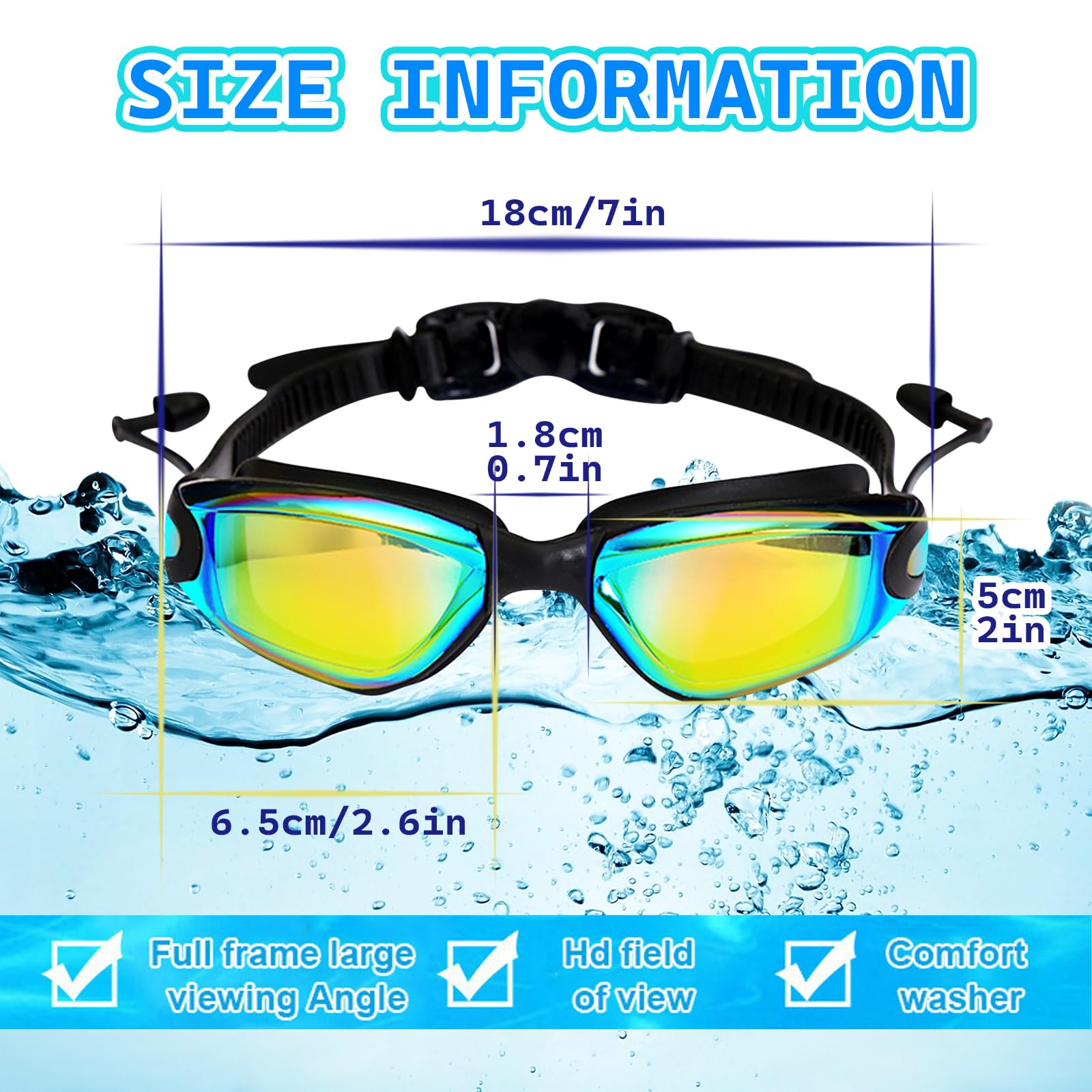 JSTHHTT 2Pcs Gafas De Natación Polarizadas, Gafas De Natación Unisex Adulto, Protección Anti-Vaho, Protección Uv, Sin Filtraciones, Visión Clara, Fáciles De Ajustar, Cómodas