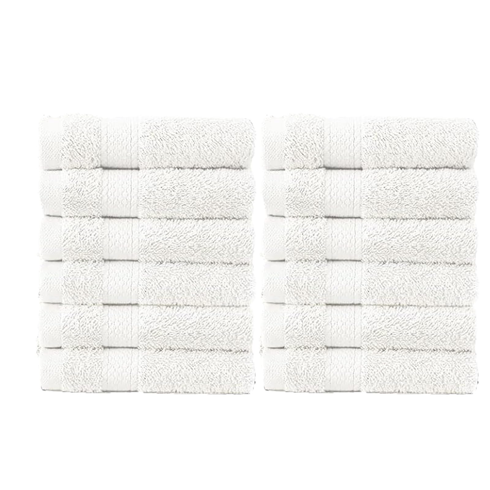 TT ThreadTrade Premium Pack of 12 Face Cloths Flannels Towels -Soft and Absorbent 100% Egyptian Combed Cotton 12 washcloths Fingertip 30x 30 cm 500 GSM (White)