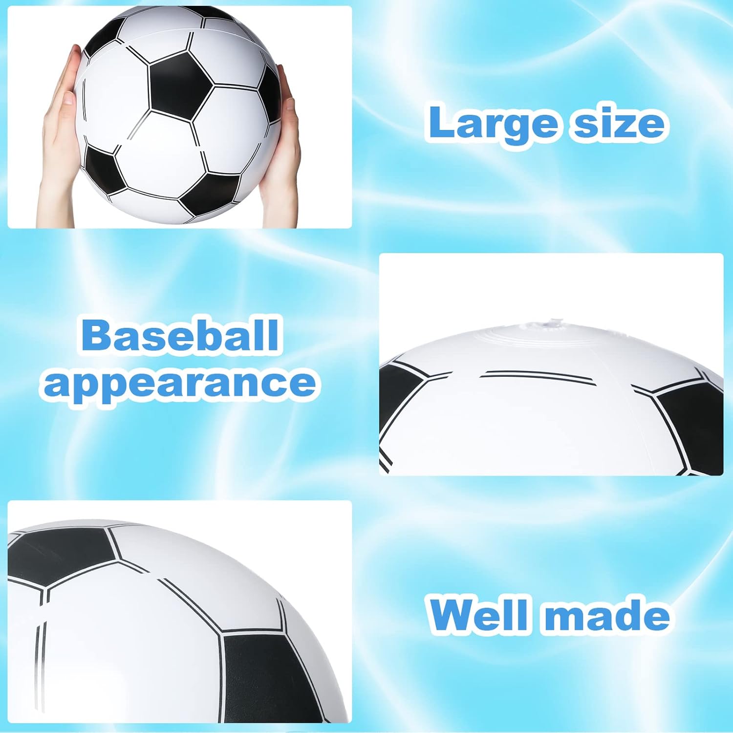 Zhanmai 6 Pack Inflatable Soccer 16 Inch Blow up Beach Ball Large Sport Pool Ball with Pump for Adults Teens Gift Summer Outdoor Party Decorations image 3 of 7 B0BV1LMFFF