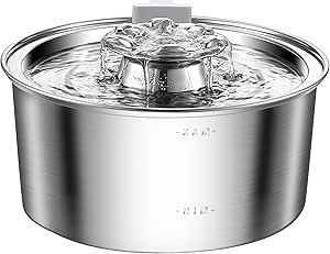 Cat Water Fountain,Stainless Steel 3.2L Automatic Circulating Pet Water Fountain,Ultra-Quiet Pump with LED Light,Dishwasher Safe,Suitable for Puppy and Cat Fountain (Cat Fountain 3.2L)