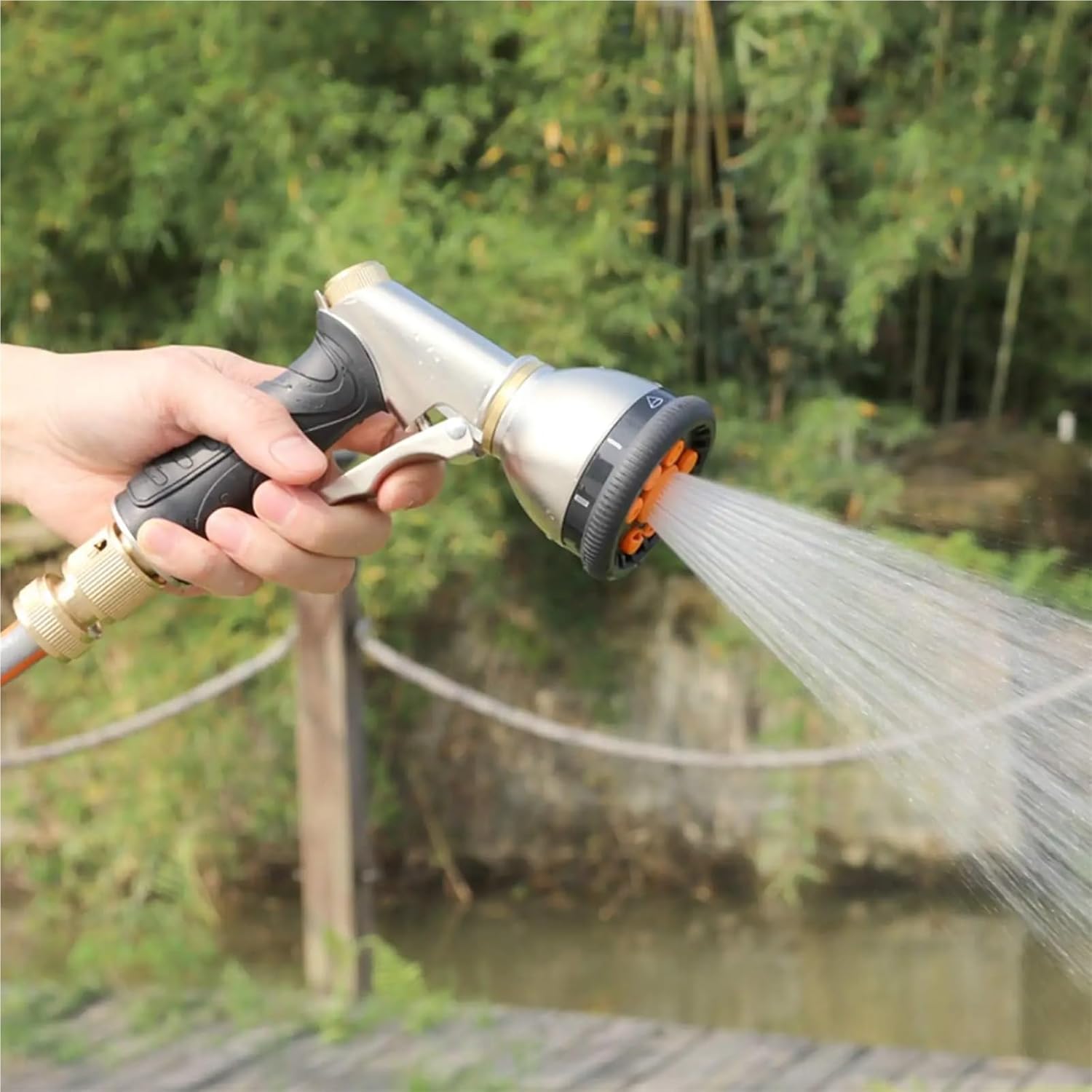 Heavy Duty 9 Patterns Adjustable Water Hose Spray Nozzle Gun for Watering Plants, Lawn& Garden, Washing Cars, Showering Pets