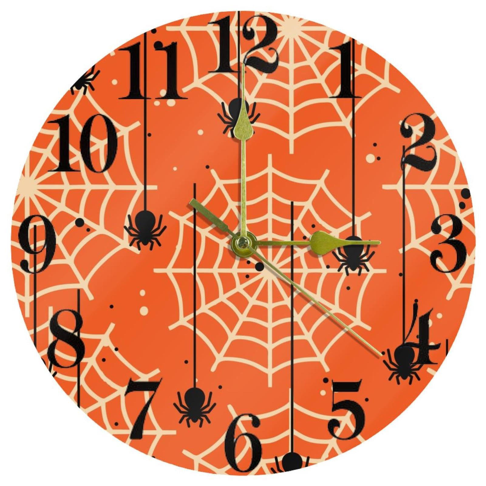 Horloge murale d'Halloween araignée fonctionne à piles pour une installation sans fil