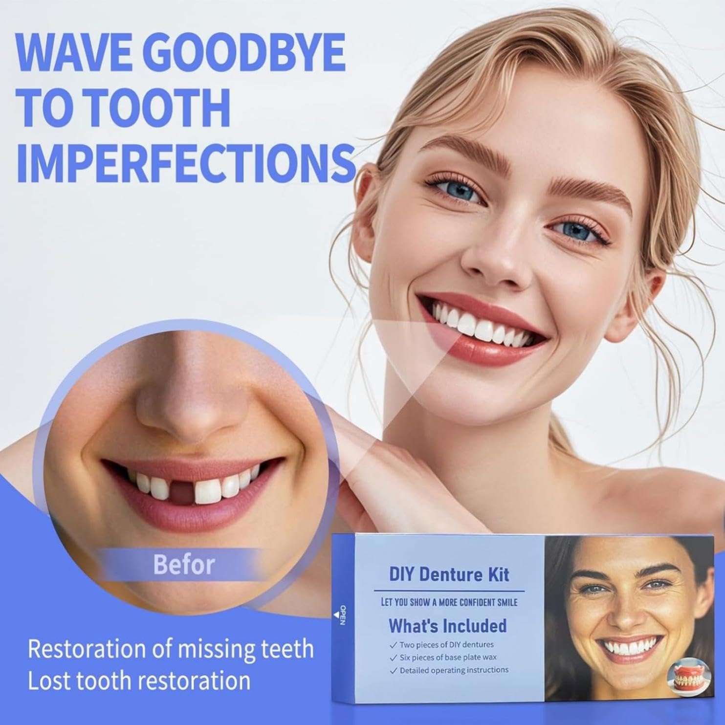 Kit de dentier à faire soi-même – Faux dents supérieures et inférieures