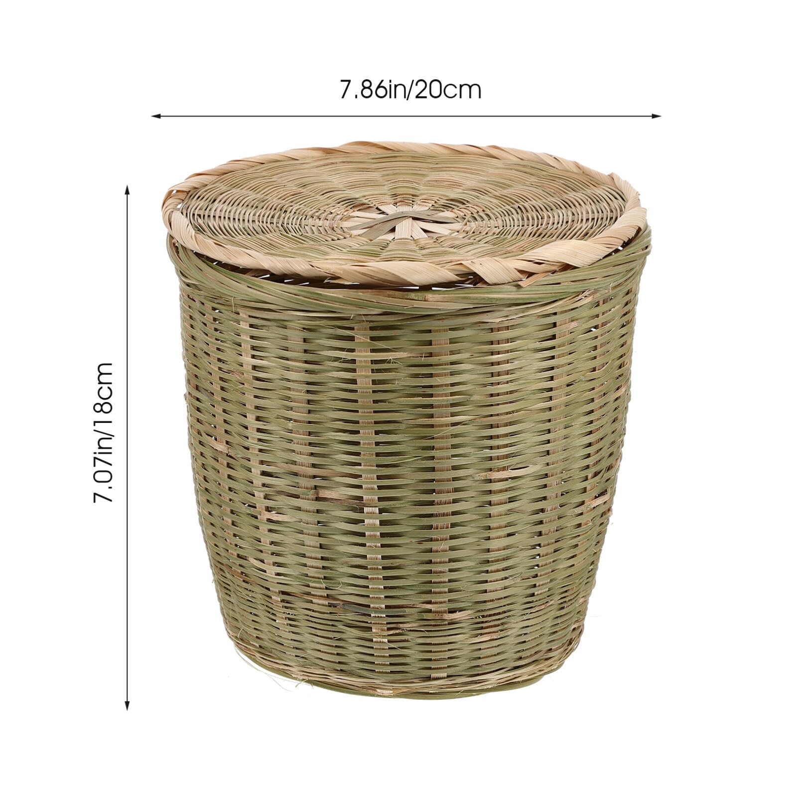 Operitacx Cestino Rotondo In Rattan Con Coperchio Cestino Intrecciato Della Spazzatura In Vimini Della Spazzatura Cesto Portaoggetti Naturale Vasi Fiori In Rattan Cesto