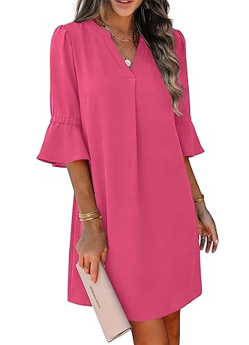 RUMIA Shift Dress for Women V Neck Ruffle Sleeve Loose