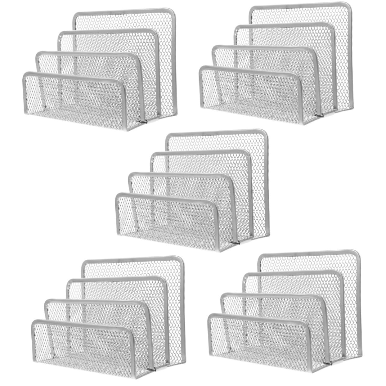 SHINEOFI 5pezzi Organizer Da Scrivania Metallo Con Scomparti Porta Riviste e Documenti Per Ufficio e Casa Design Leggero e Portatile Per Mantenere Ordinato Tuo Spazio Di Lavoro
