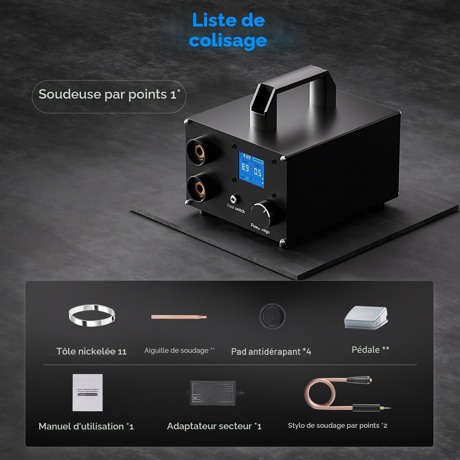 SEESII SE-223 Appareil de soudage à points avec condensateur 3000 F 250 positions réglables écran LCD 4,57