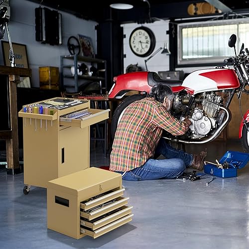 Miniatura 36 de ERGOMASTER Caja de herramientas con ruedas resistente con gabinete de 5 cajones para armario con cerradura y extraíble para garaje y taller - negro