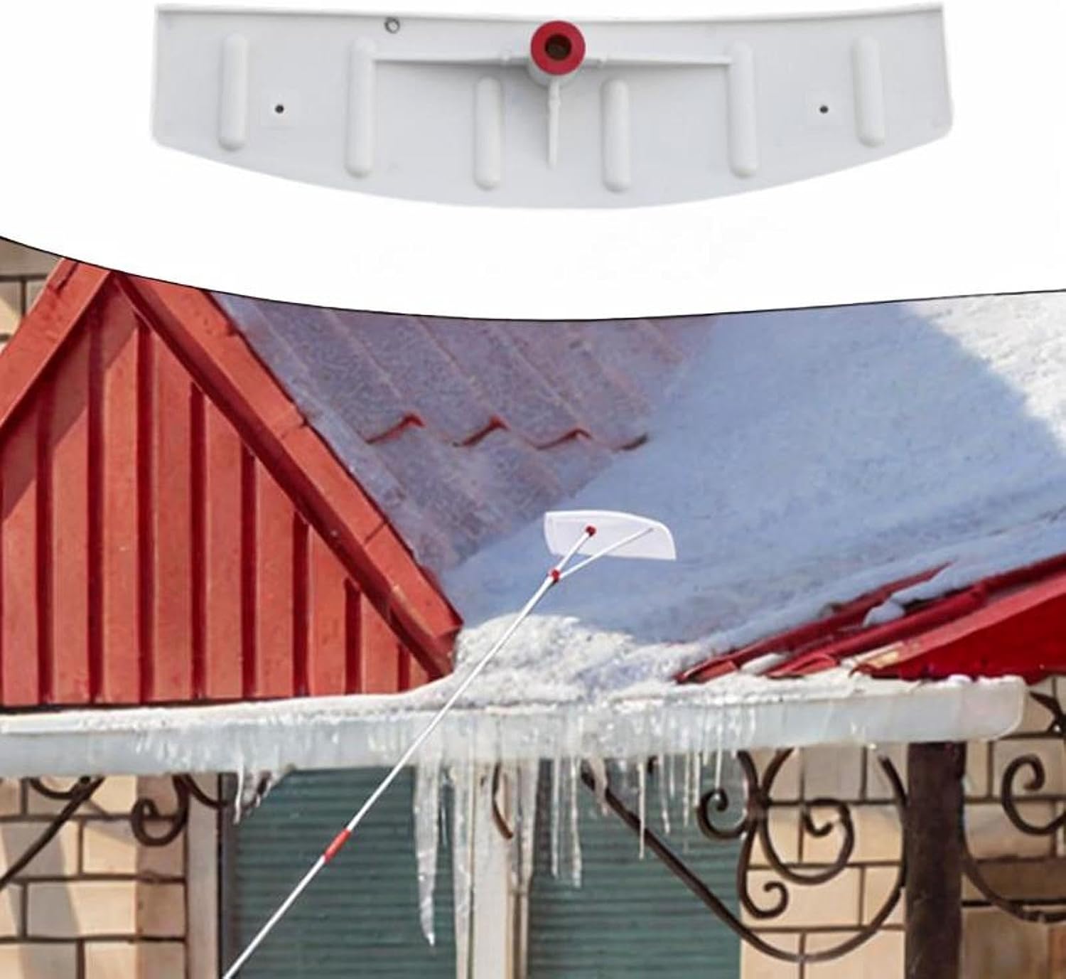 Extendable Snow Shovel with 2m to 4m Adjustable Handle, Lightweight Snow Pusher and Roof Rake for Winter Snow Removal on Farms and Homes- Type D