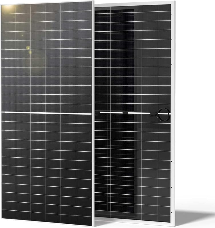 Paneles solares de 1180 W 2 piezas 590 vatios Panel solar bifacial tipo N monocristalino 16BB 25% de alta eficiencia de conversión para hogares Techo RV Barco Camping Negro | Diseño de doble cara, 2 uds. Paneles solares de 590 vatios para RV Marine Rooftop Home Boat Farm Shed Camper sistemas fuera de la red, IP68