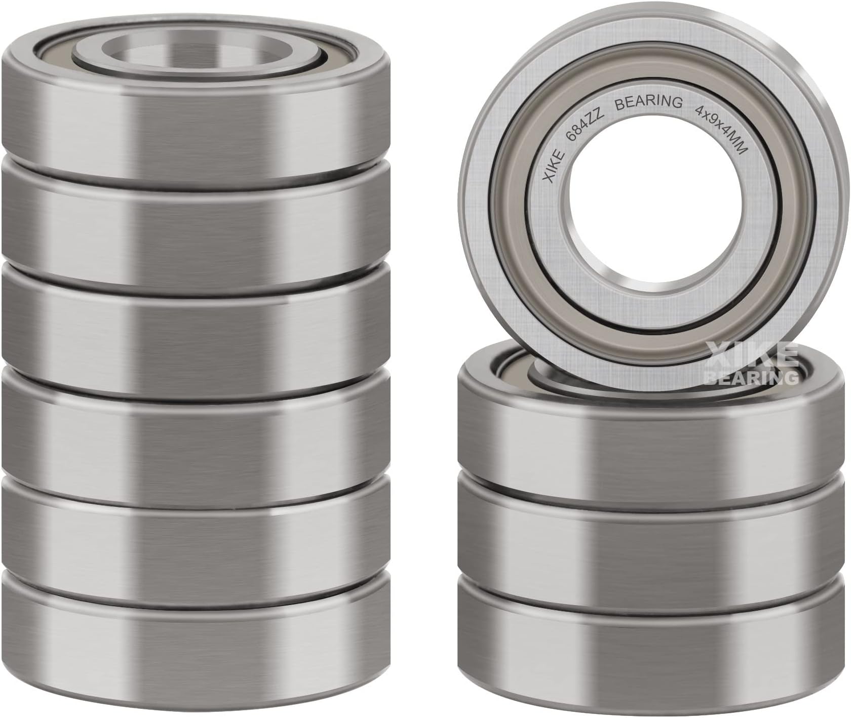 XIKE684ZZ Sealed Ball Bearings 4x9x4mm Chrome Steel｜Pre-Lubricated｜Double Metal Seal｜684-2Z Miniature Deep Groove Ball Bearing, Pack of 10.