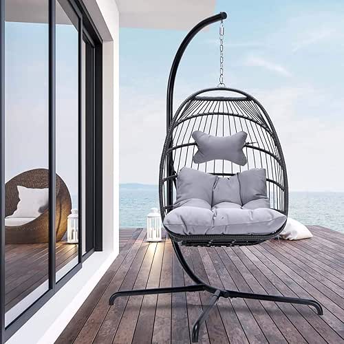 NICESOUL Swing Egg Chair Outdoor Indoor, Patio Wicker Hanging Egg