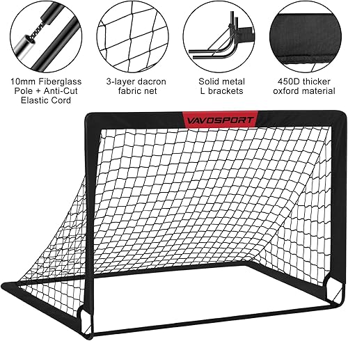 Miniatura 3 de Juego de porterías de fútbol para niños para patio trasero – 2 de 4 x 3 pies, equipo portátil de entrenamiento de portería de fútbol, red de fútbol