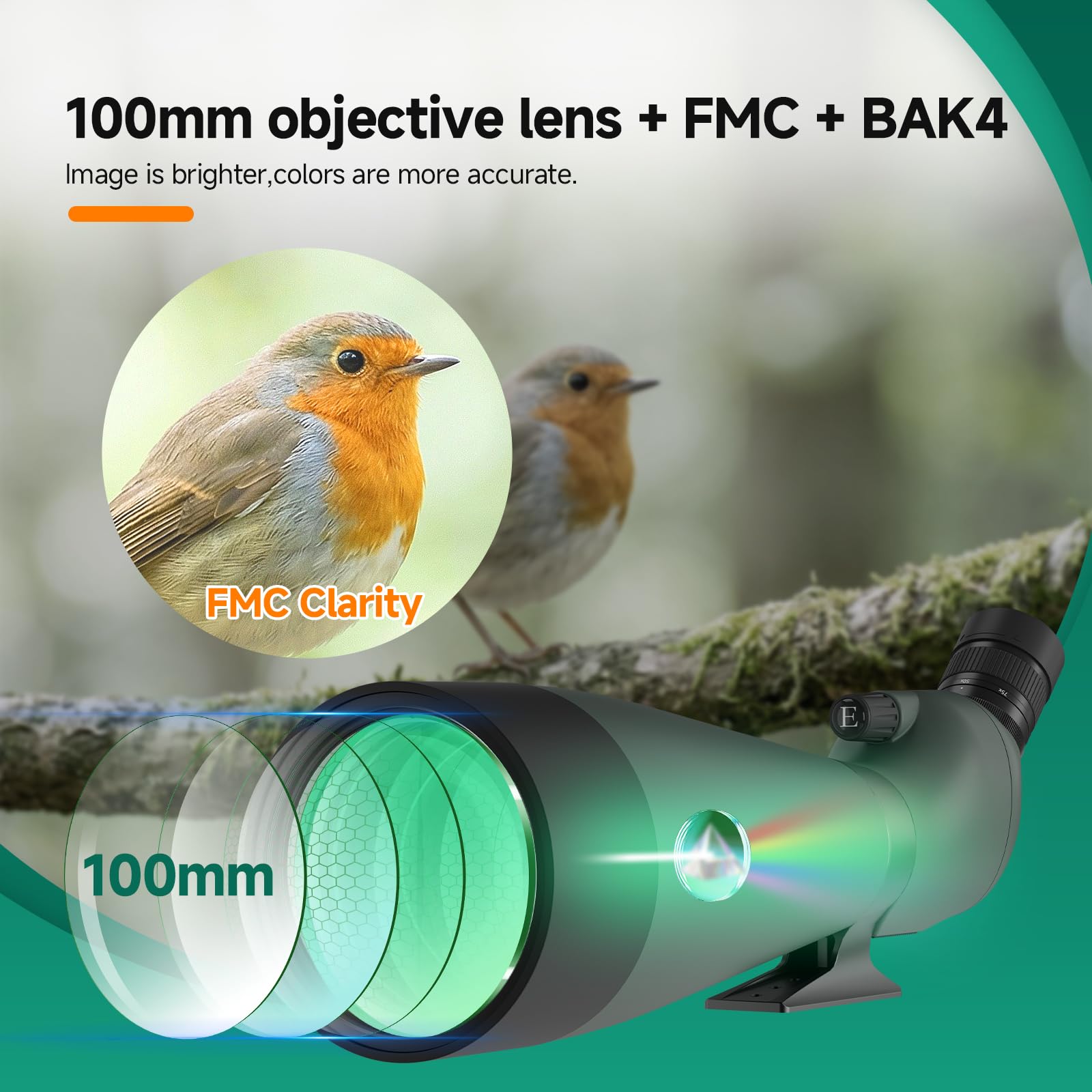 Svbony SV28 25-75x100mm longue-vue avec trépied, grand champ de vision, images claires et claires, HD Bak4 FMC Spotter Scope avec adaptateur smartphone, pour tir sur cible, observation des oiseaux