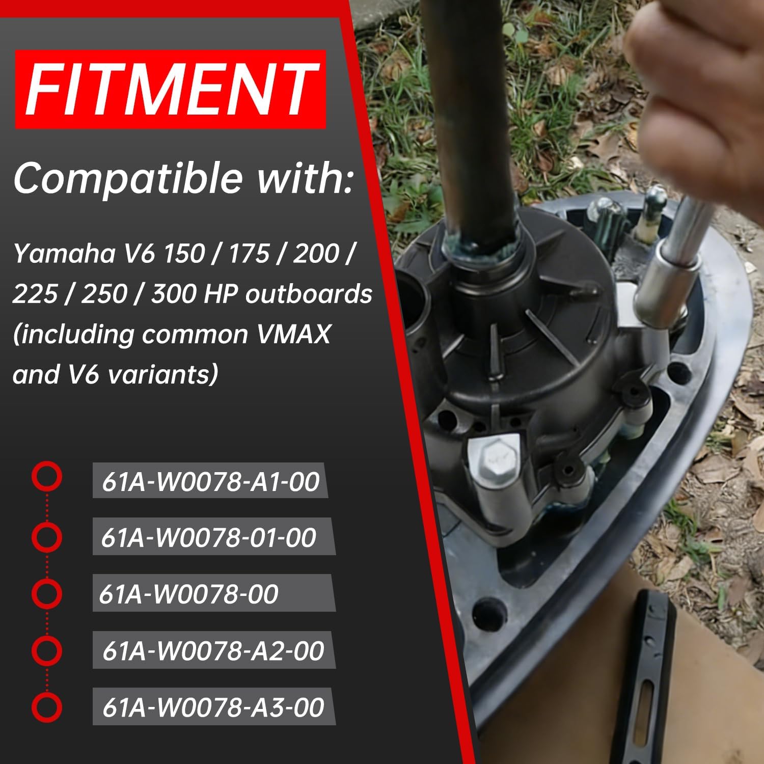 Water Pump Repair Kit with Impeller for Yamaha V6 Outboard 150-300 HP, Replaces 61A-W0078-A3-00, 61A-W0078-A1, 18-3396, Fits VMAX 200HP 225HP 250HP Cooling System