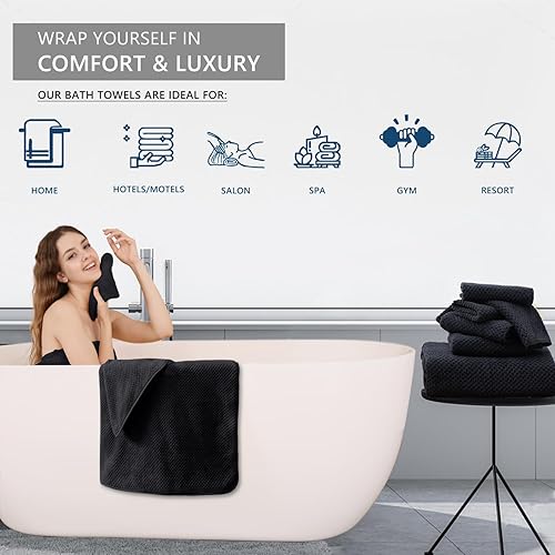Miniatura 6 de Juego de 4 toallas de baño extra grandes (35 x 70 pulgadas), toallas de baño de gran tamaño, súper suaves, altamente absorbentes, juego de toallas