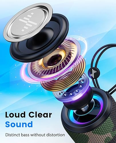 Miniatura 2 de LENRUE Pequeño altavoz Bluetooth portátil con luces, sonido envolvente estéreo TWS, alimentación tipo C, Bluetooth 5.3, entrada de tarjeta TF,