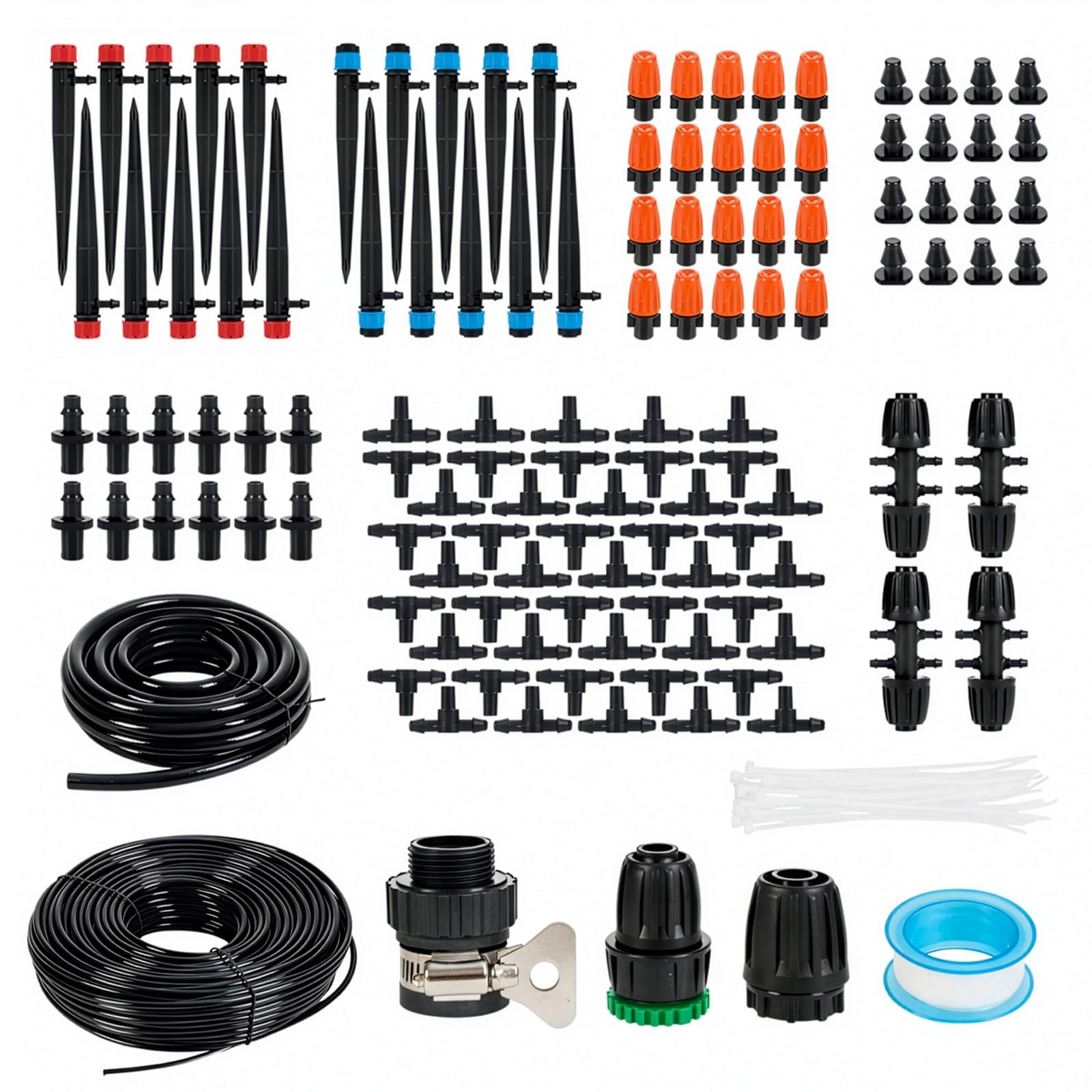 GREENSAPPIRE 226 FT Drip Irrigation System Kit, Automatic Garden Watering System with 1/4" & 1/2" Tubing, Adjustable Sprinklers and Drip Emitters for Garden Lawn Greenhouse Patio Potted Plants