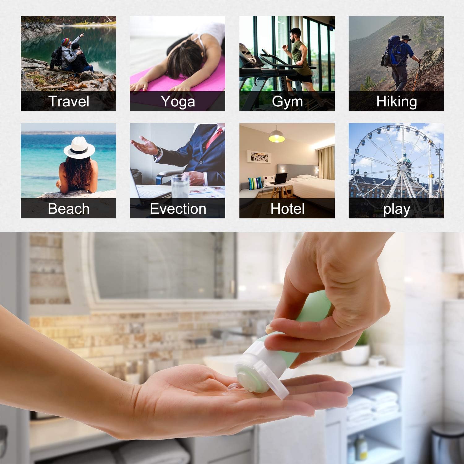 Silicone Travel Bottles 17 Pcs TSA Approved BPA Free Travel Containers Food-grade Spray Bottles Cream Jars for Shampoo Leak-proof Cosmetic Toiletry Travel Containers with Brush Tag : Beauty & Personal Care