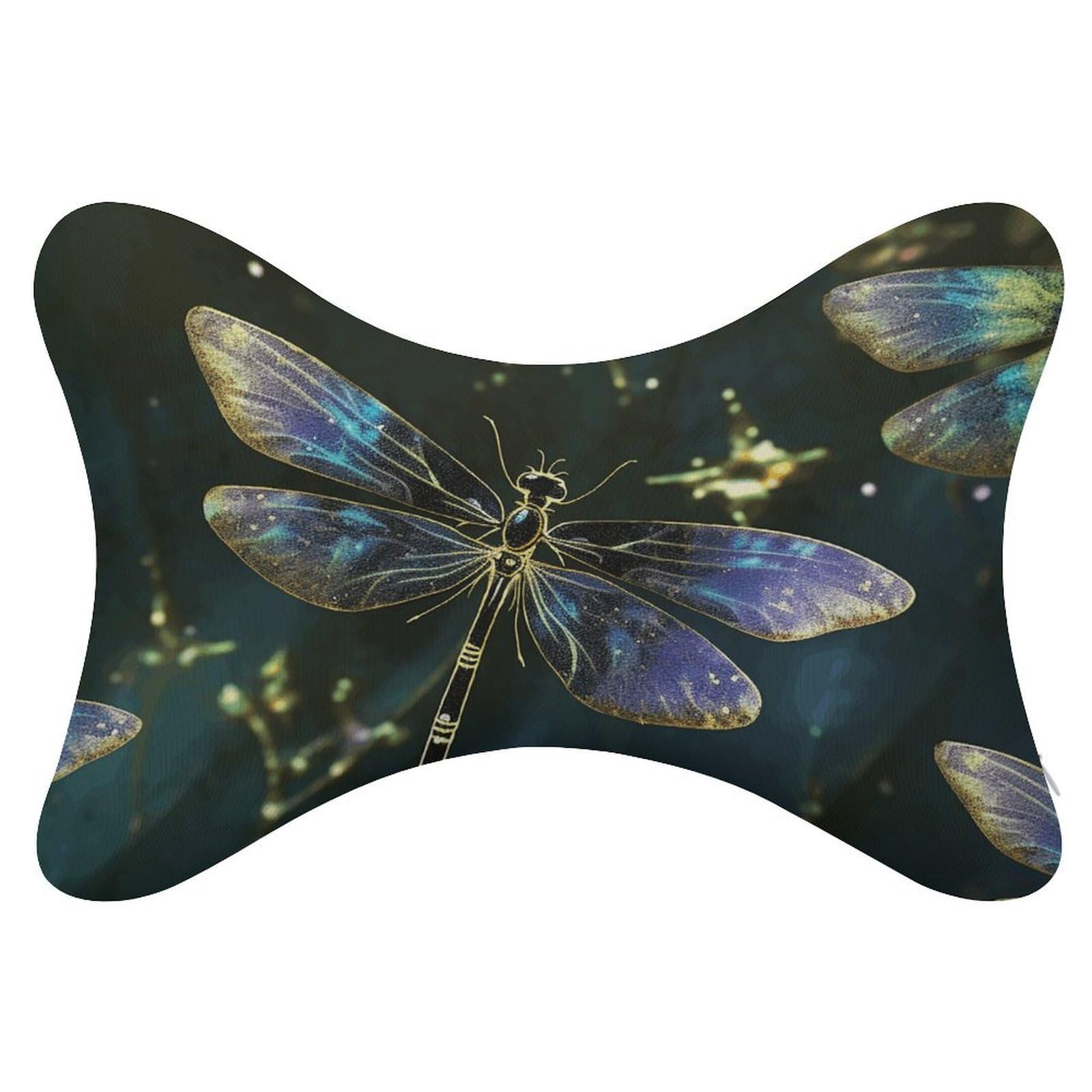 FekiLoot Dragonfly Car Headrest Set of 2,Softness Memory Foam Car Neck Pillow with Breathable Removable Cover Car Neck Support Pillow Ergonomic for Driving, Office