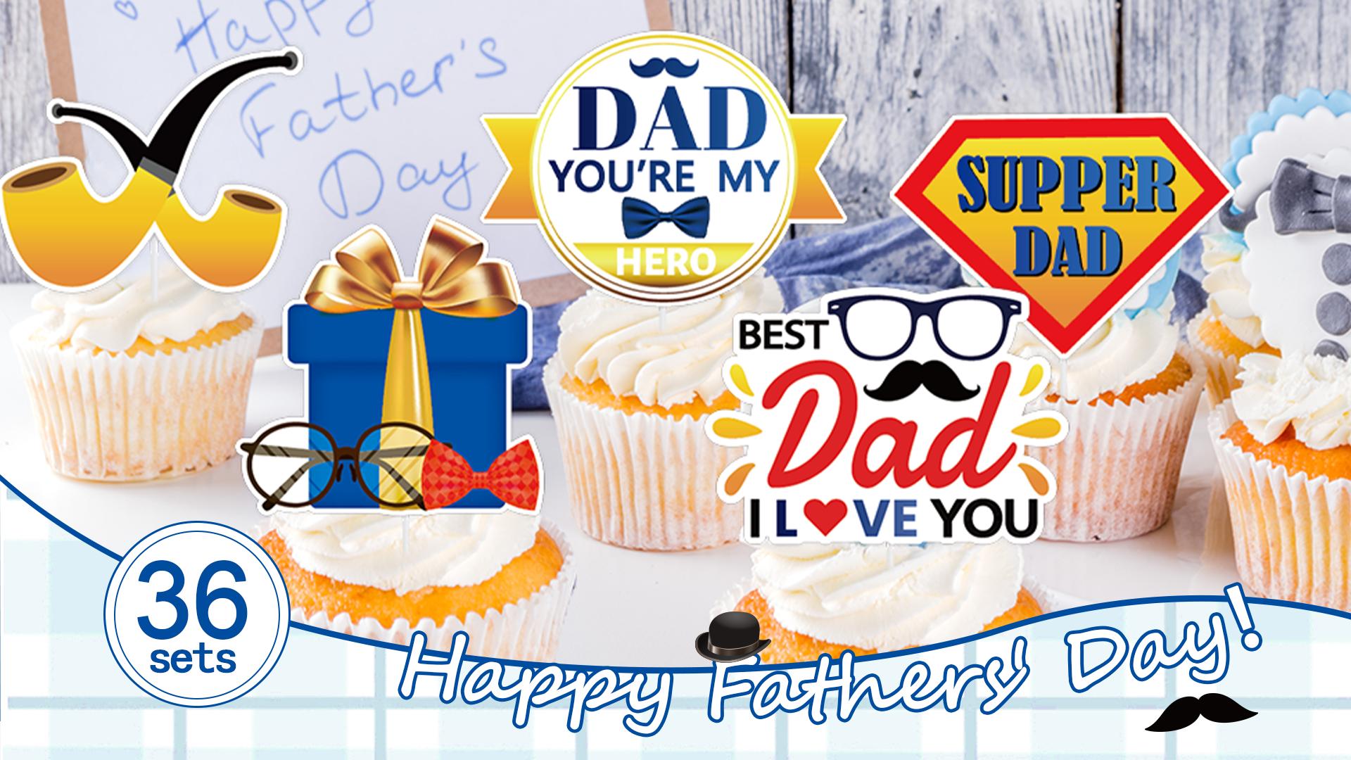 10-Piece Acrylic Happy Father's Day Cupcake Toppers – Best Dad Ever Cake Decorations For Birthday & Party