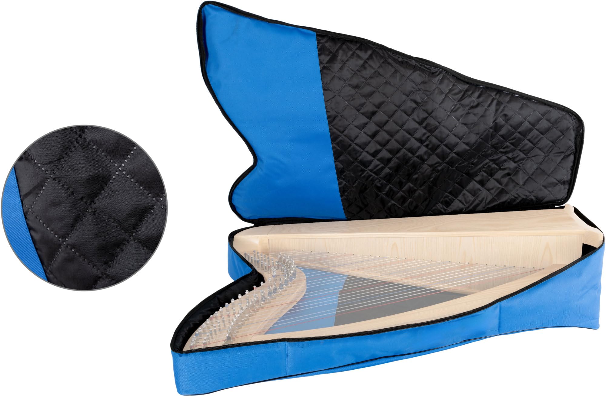 Classic Cantabile Housse pour Harpe Celtique 29 Cordes, Rembourrage 10 mm, Nylon Robuste, Grande Poche extérieure, Hauteur env. 100 cm, Couleur Bleu.