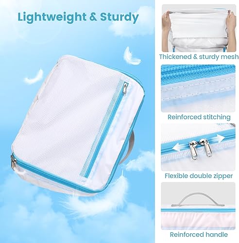 Miniatura 8 de Cambond Cubos de embalaje de malla de doble uso, bolsa de lavandería Cubos de embalaje transparentes para viajes, bolsas de lavandería de malla