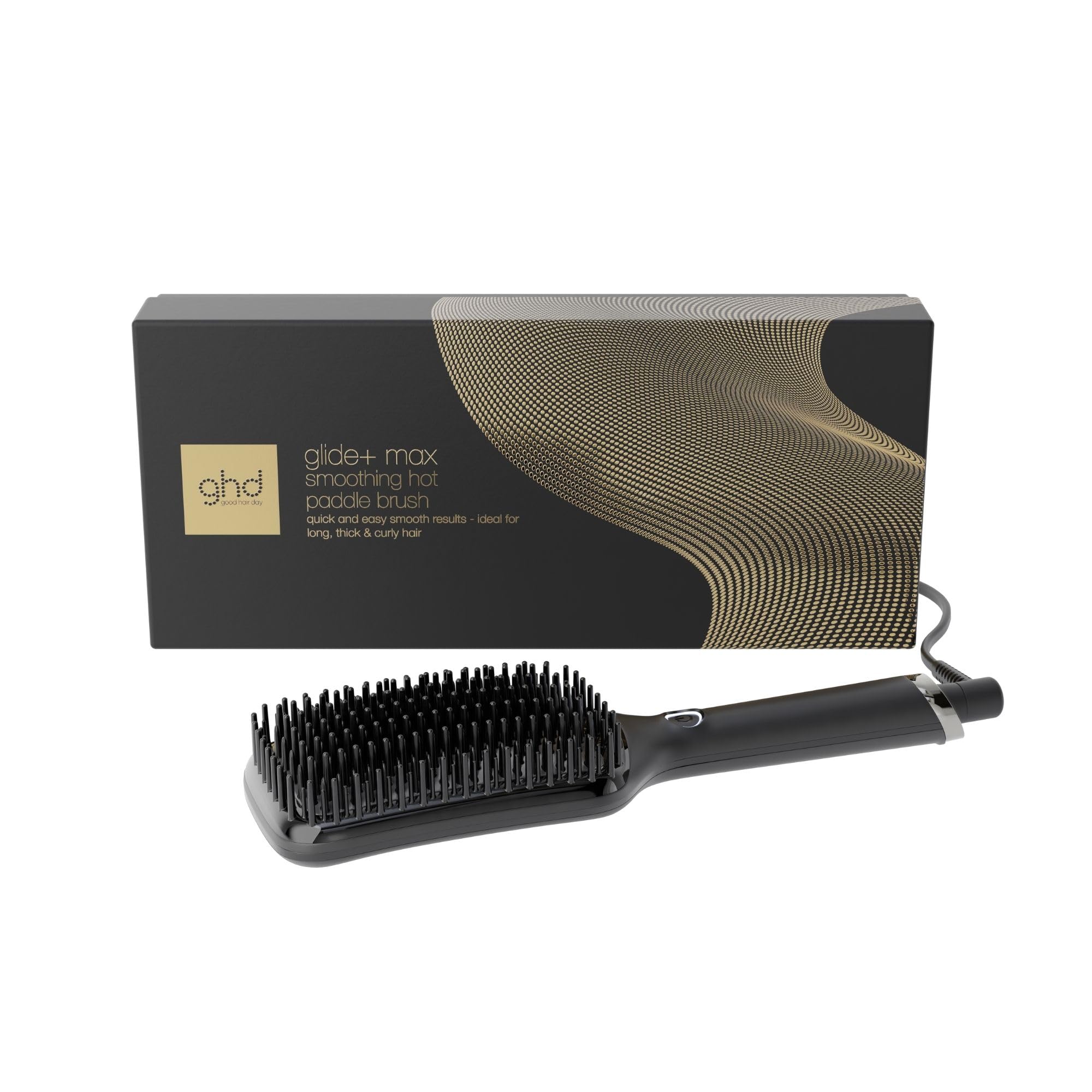 ghd - Brosse Chauffante ghd Glide+ Max - Brosse Lissante (Noire) - Lissage Rapide, Facile, résultats sans frisottis - Sans chaleur extrême - Cheveux Longs, Épais, Bouclés - S'utilise sur cheveux secs