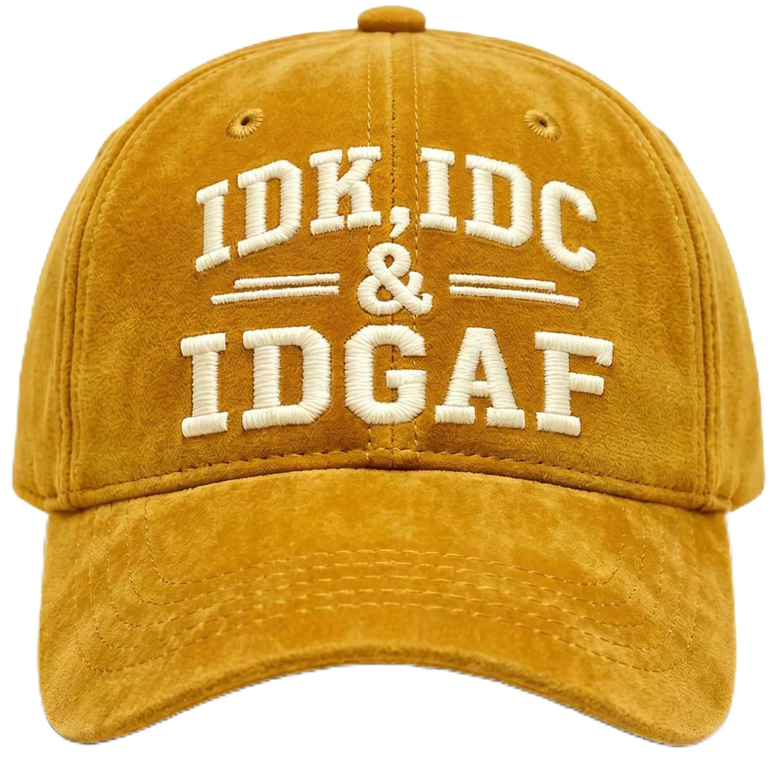 Sfrcord IDK IDC & IDGAF Embroidery Baseball Cap, Cotton Adjustable Dad Hat, Funny Stateme…