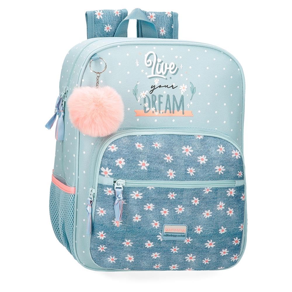 MOVOM Joumma Bags Live Your Dreams Backpacks, School Bags, Children's Backpacks, Includes Decorative Pompom, Various Compartments, green, Sac à dos 38 + trolley, Backpack 38 + Trolley