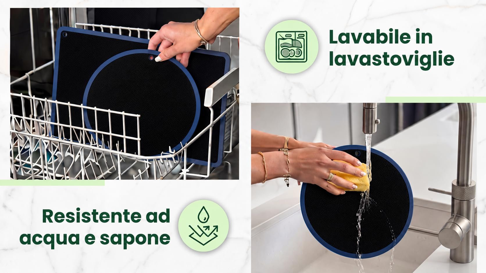 HOM&KITCHEN Tappetini Protezione Piano Induzione Set 5 Pezzi | Silicone + Fibra di Vetro, Fino a 300°C, Antigraffio e Antimacchia, 25x35 cm + 2x22 cm + 2x24 cm, Compatibili Solo Induzione