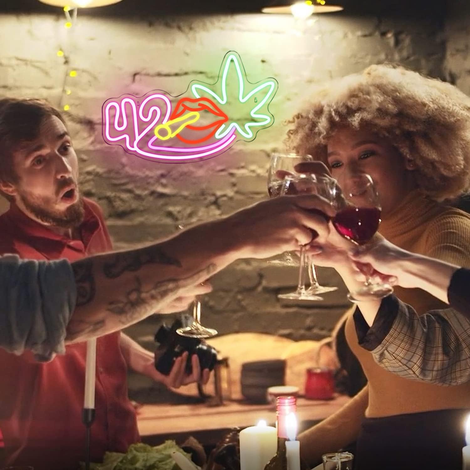 NOSUN Neon Sign Leaf Neon Signs for Wall Decor with Dimmable Lights Up Signs Led Signs for Bedroom Wall Room Game Room Beer Bar Man Cave Club Pub Party Decor Light Up Neon Signs - Image 4