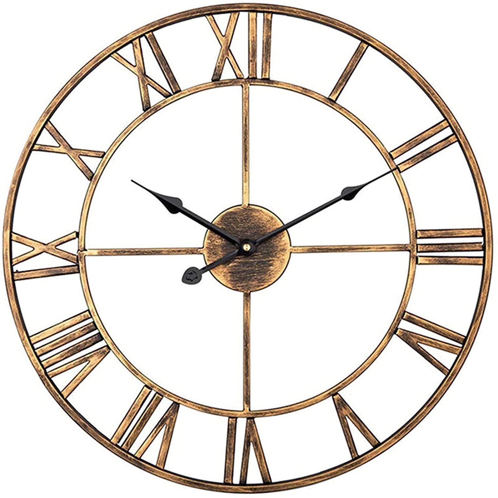 MYUYEE Wall Clocks for Living Room 60 Cm, Outside Wall Clocks for The Garden European Industrial Vintage Clock,Black-50 * 50cm (Retro Gold-40 * 40cm)