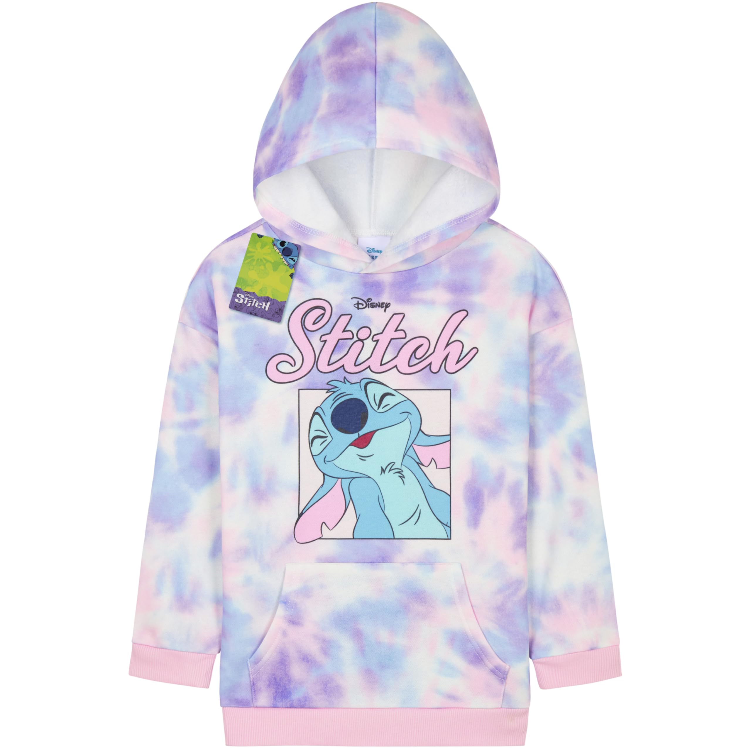 Disney Girls Multi Tie Dye Stitch Hoodie Jumper Pullover Kids Stitch Gifts For Teen Clothes Birthday Gift Activewear Casual Wear (13-14 Years, )