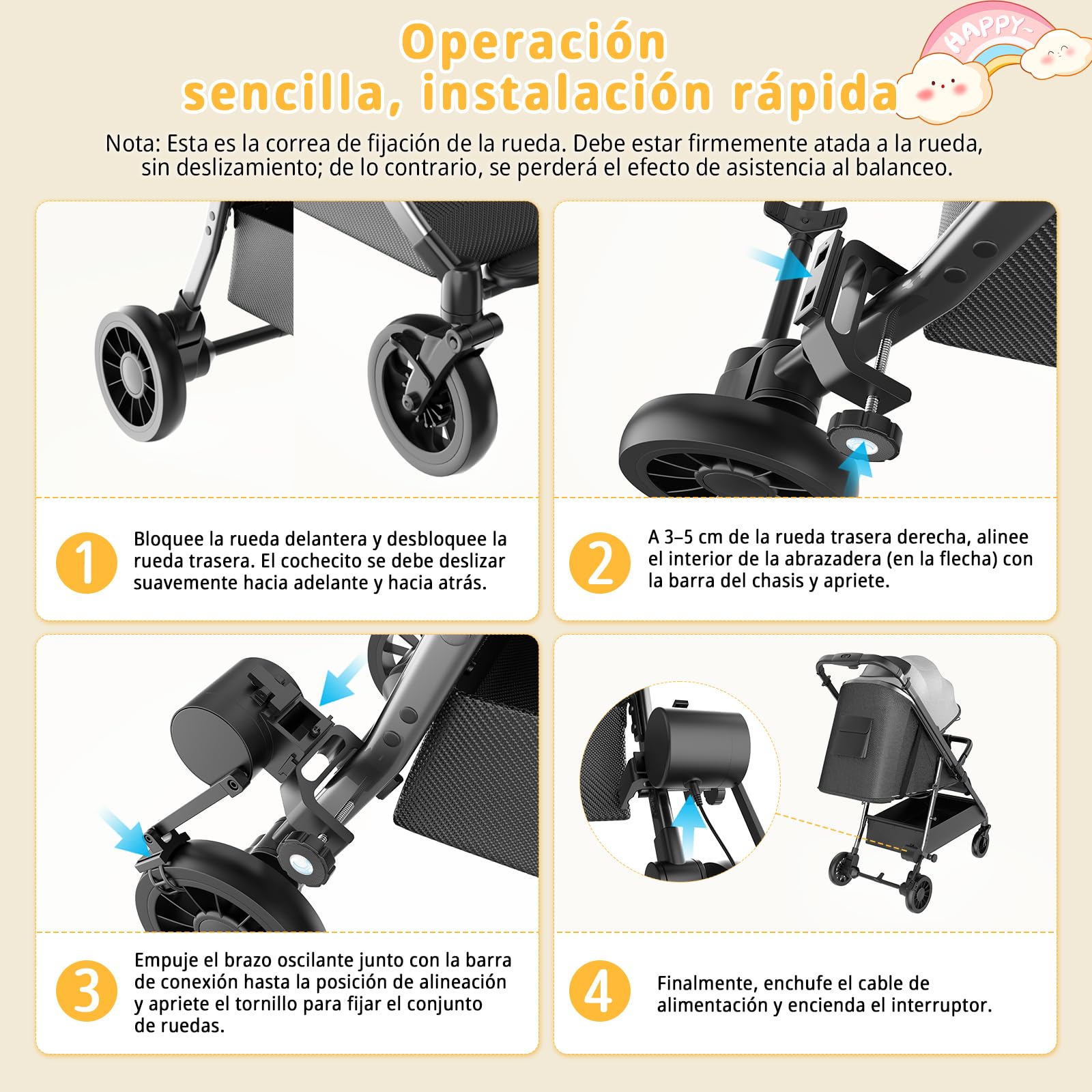 Baby Rocker, Balanceo Asistido del Cochecito, Ayuda Para Dormir Para Bebés, Balancearse suavemente, Diseño innovador, Intensidad-para Algunos Cochecitos