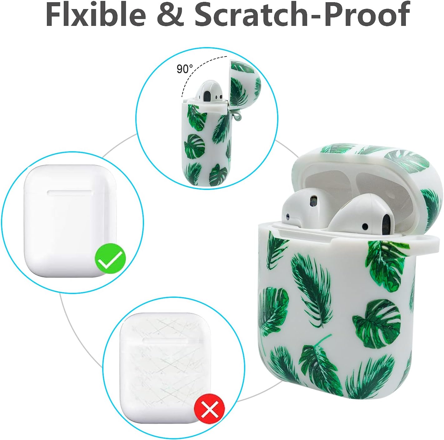 Airpod Case Palm Tree, YOMPLOW Airpods Case Cover Earpod Case for Apple AirPods 2&1 Airpod Case for Girls Silicone Protective Skin with Keychain (Hawaii Palm Leaf) image 4