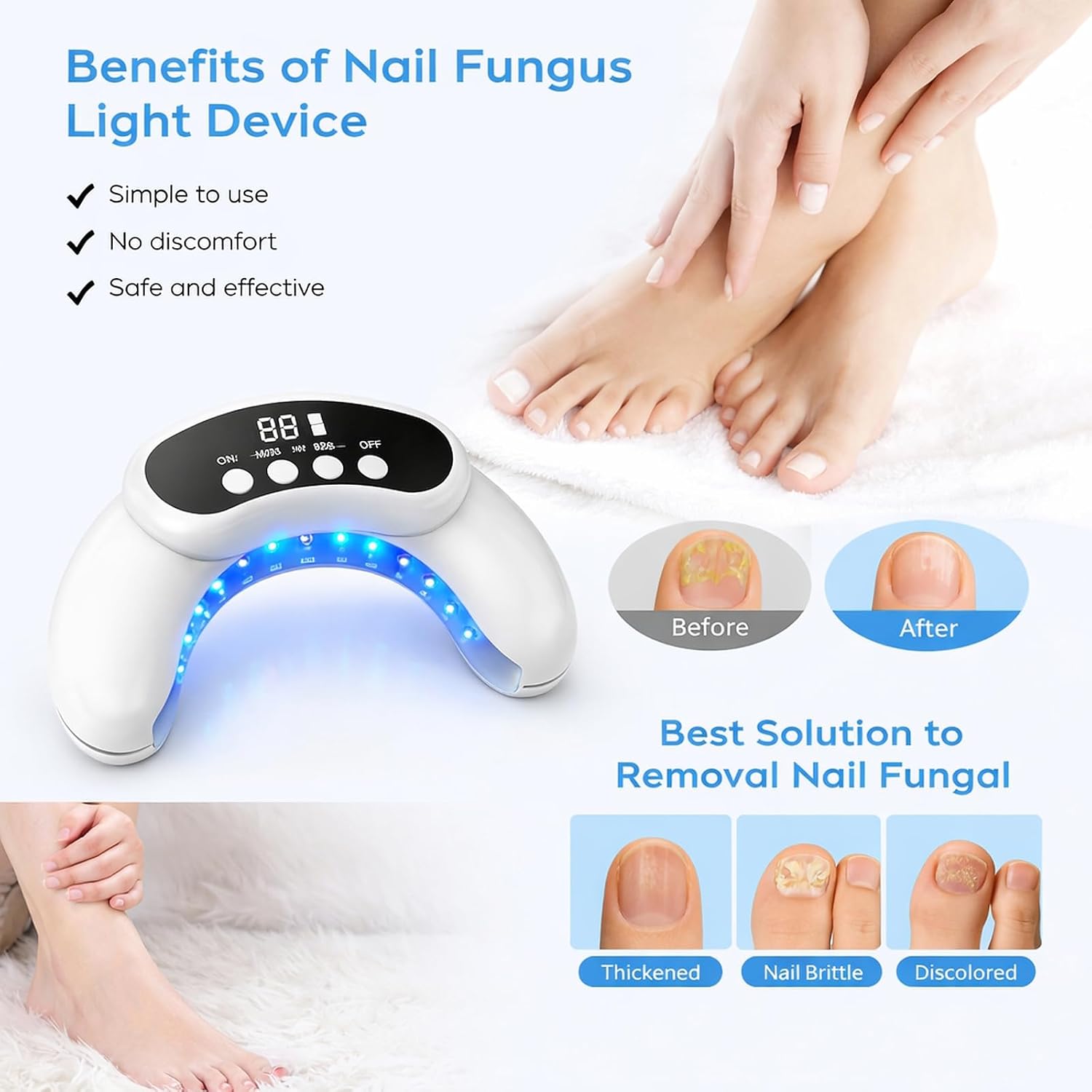 UV Nail Lamp-Nail Cure Lamp Nail Dryer for Gel Polish, Toe Nail Fungus Treatments Led Light with Automatic Sensor & 3 Timers