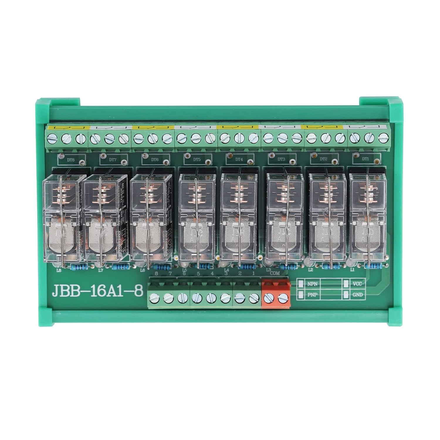 DIN Rail Mount 8 Channels G2R-1-E Relay, AC/DC 24V Control 8 SPDT 16A Pluggable Power Relay Module for PLC MCU