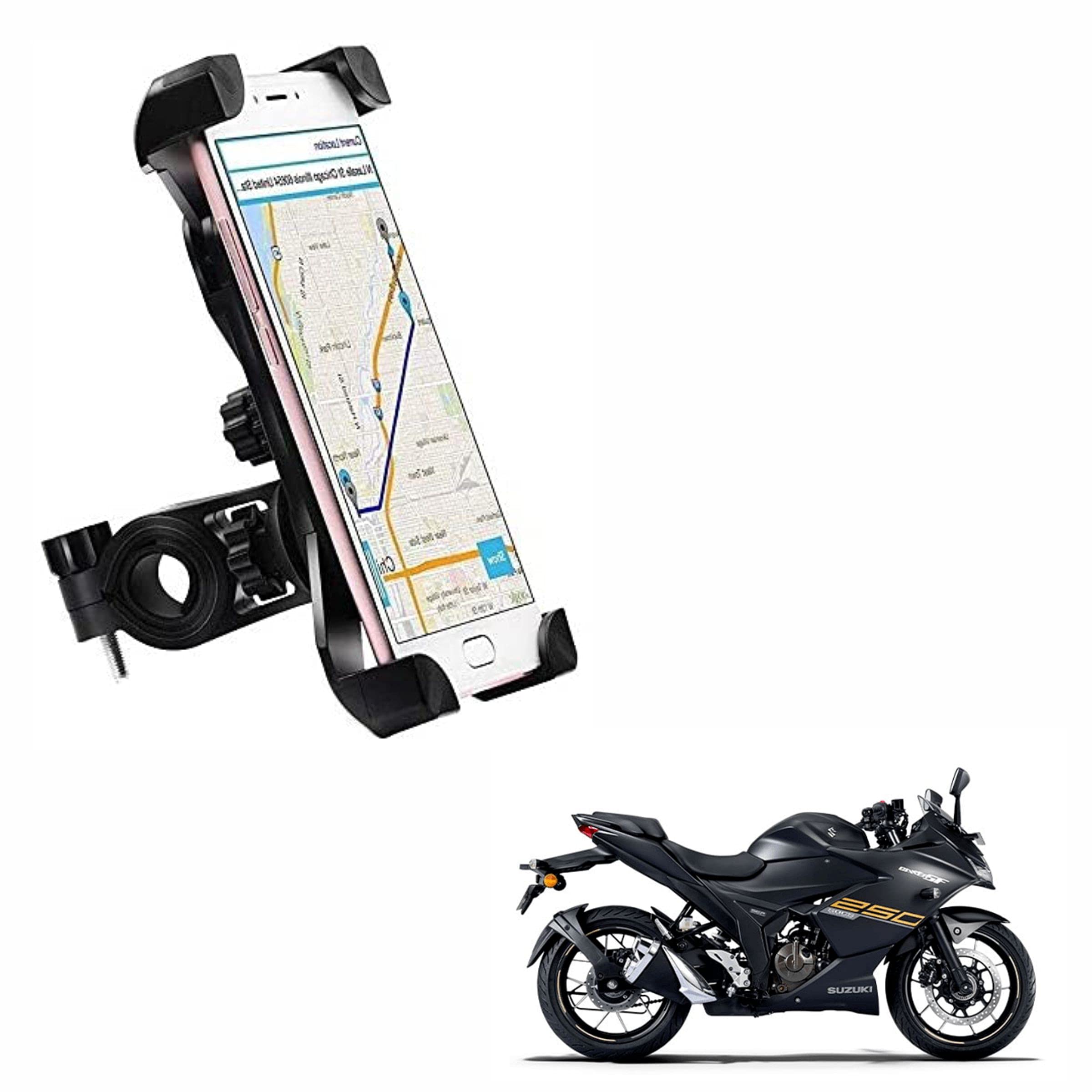 Miwings Bike Phone Mount Anti Shake and Stable Cradle Clamp with 360° Rotation Bike Phone Holder for Suzuki Burgman Street 125 (1 PCs, Black)-image-33