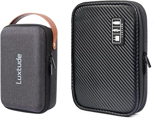 Luxtude Estuche rígido para electrónica y bolsa organizadora de cables blandos