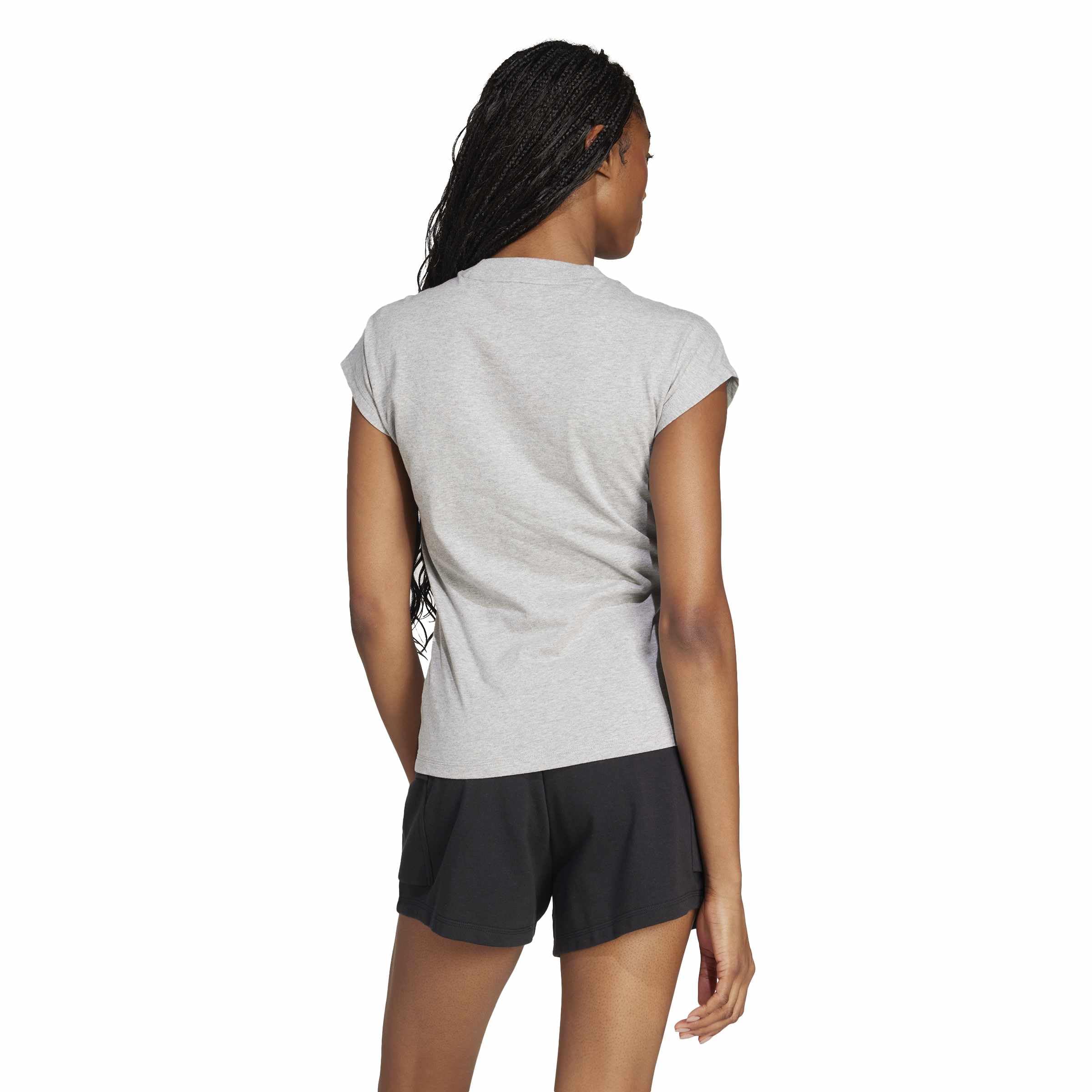 adidas Kobiety ESSENTIALS LINEAR COTTON T-SHIRT, medium grey heather/black, XL