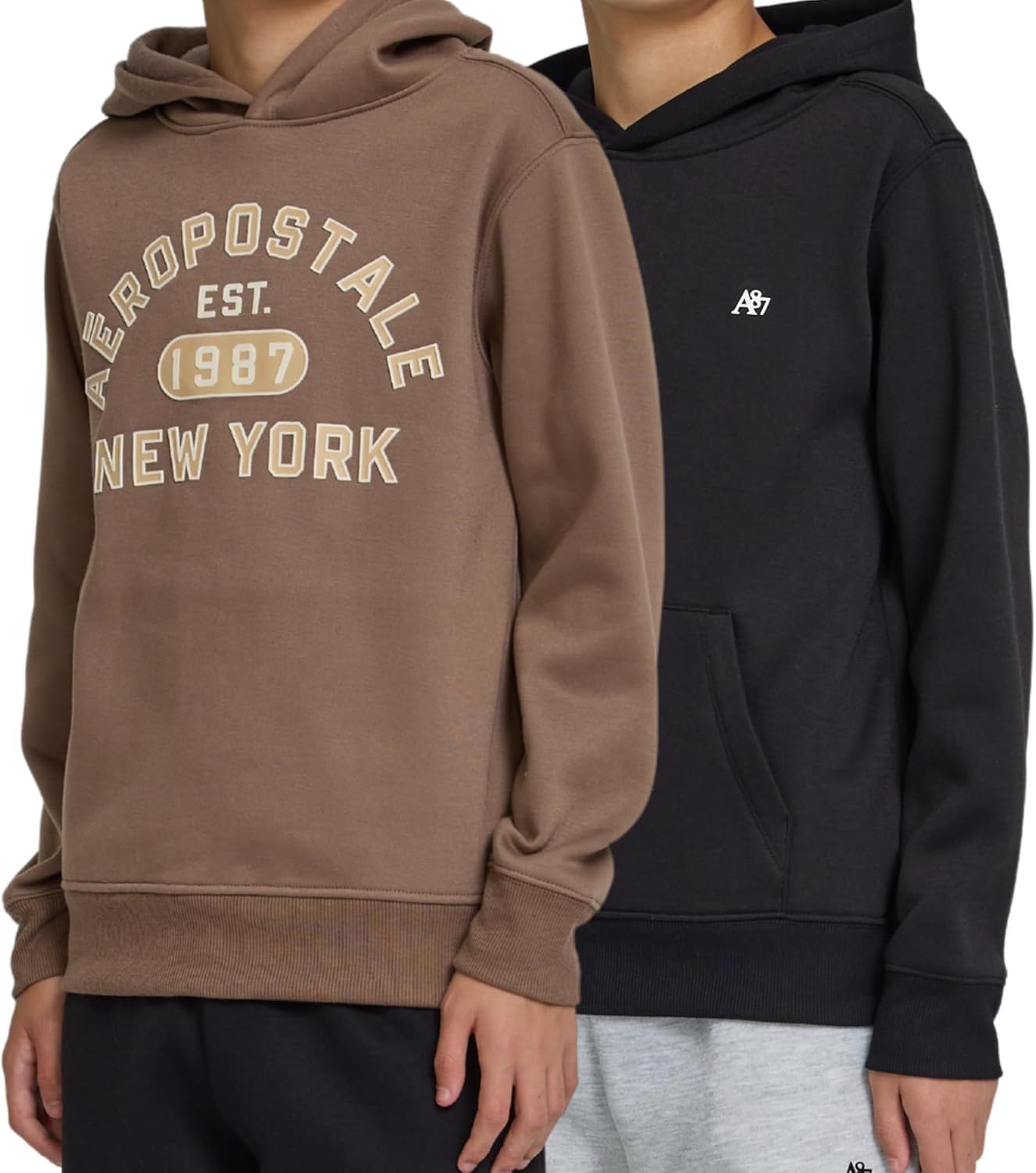 AEROPOSTALE Boys Hoodie 2 Pack  Premium Comfy Fleece Hooded Pullover for Kids, Soft Boys Sweatshirts Set, Size 4-20