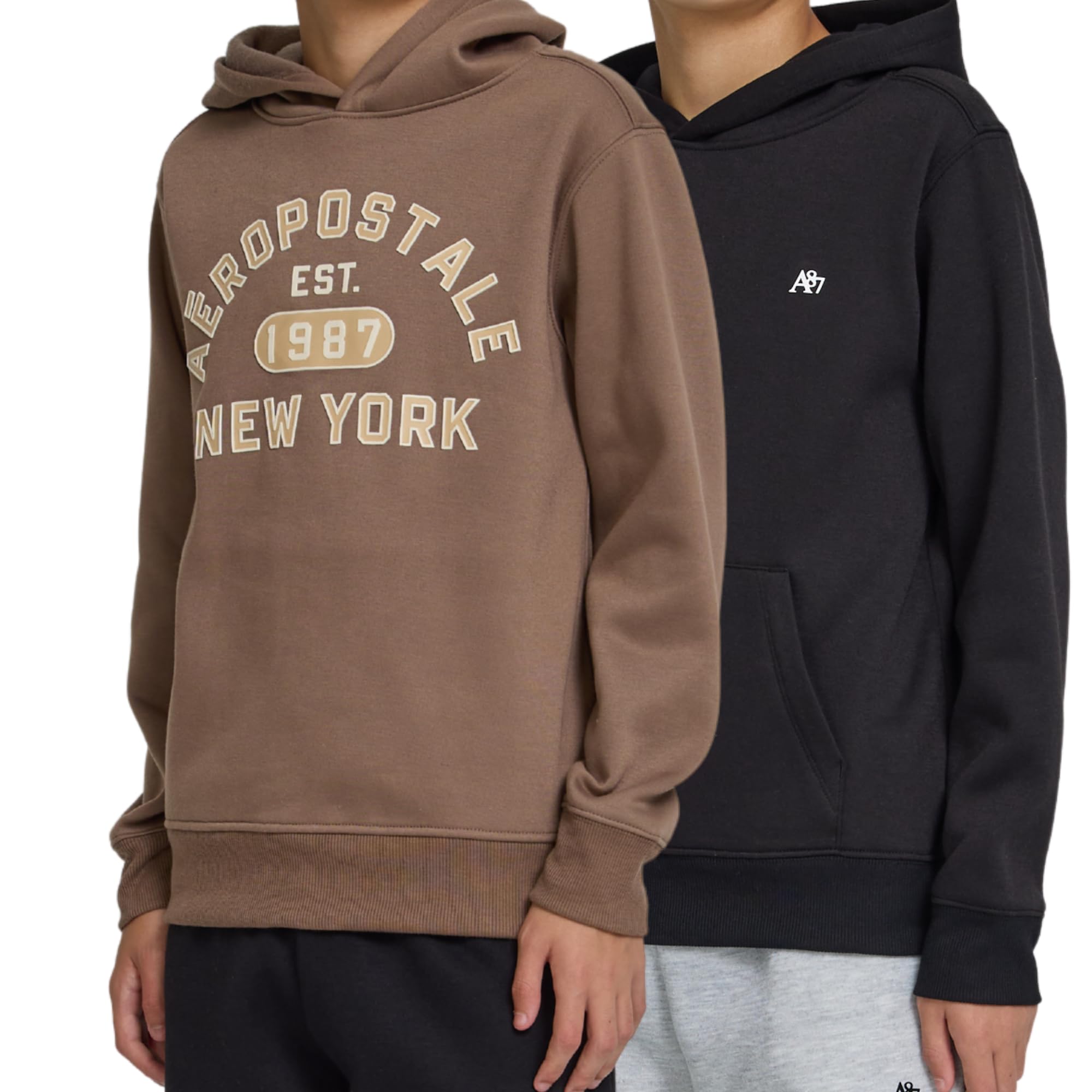 aeropostale boys hoodie 2 pack – premium comfy fleece hooded pullover for kids, soft boys sweatshirts set, size 4-20