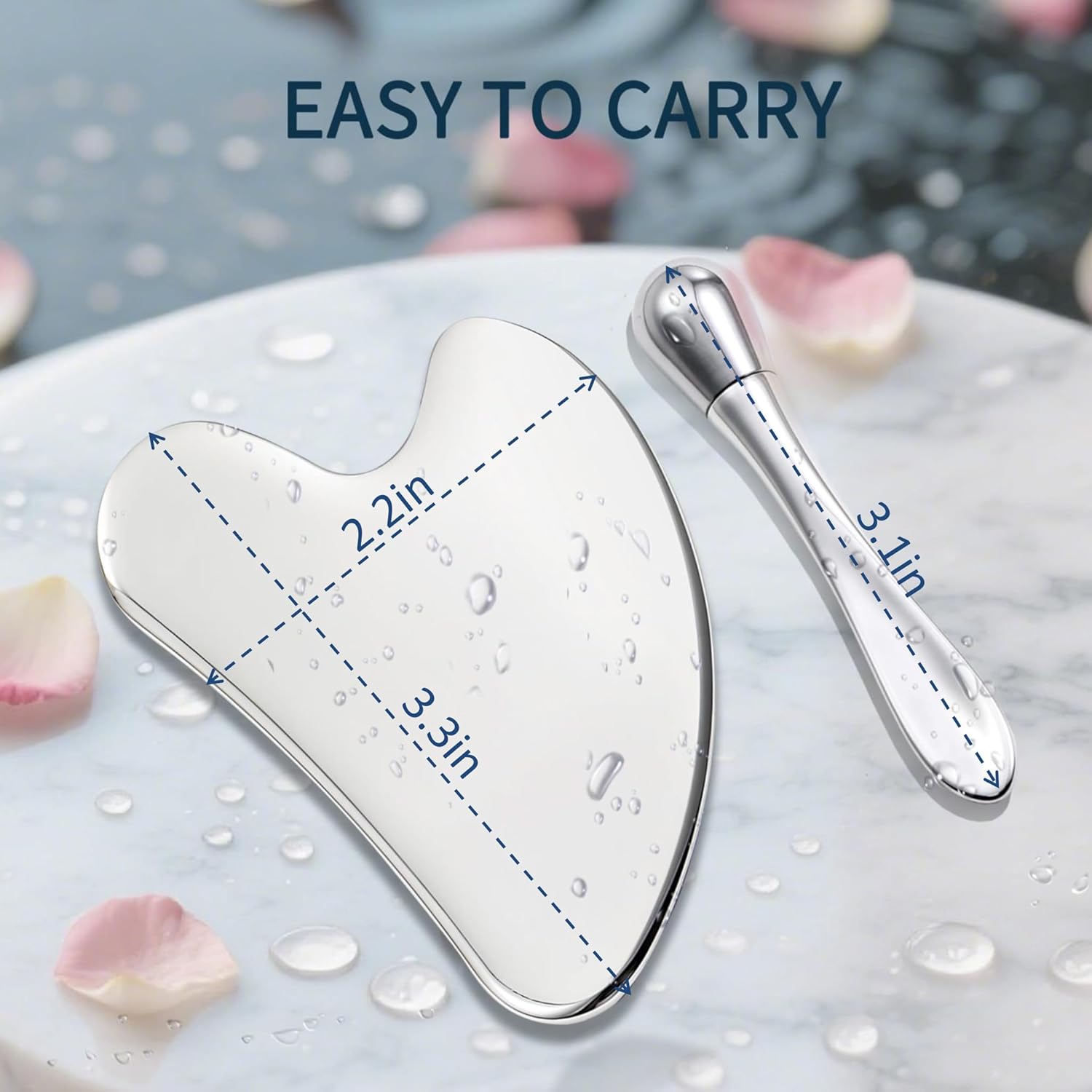 Stainless Steel GuaSha & Eye Cream Applicator Facial Tools, Metal Guasha for Face Neck, Eye Massager Tool, Lymphatic Drainage Face Massage Tool, Skin Care Gift - Image 5