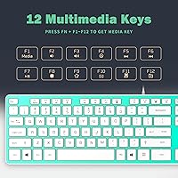 Vista 8 de Teclado USB con cable, cómodas teclas de chocolate silenciosas, teclado de computadora ultradelgado duradero con cable (QWERTY) para PC, Windows