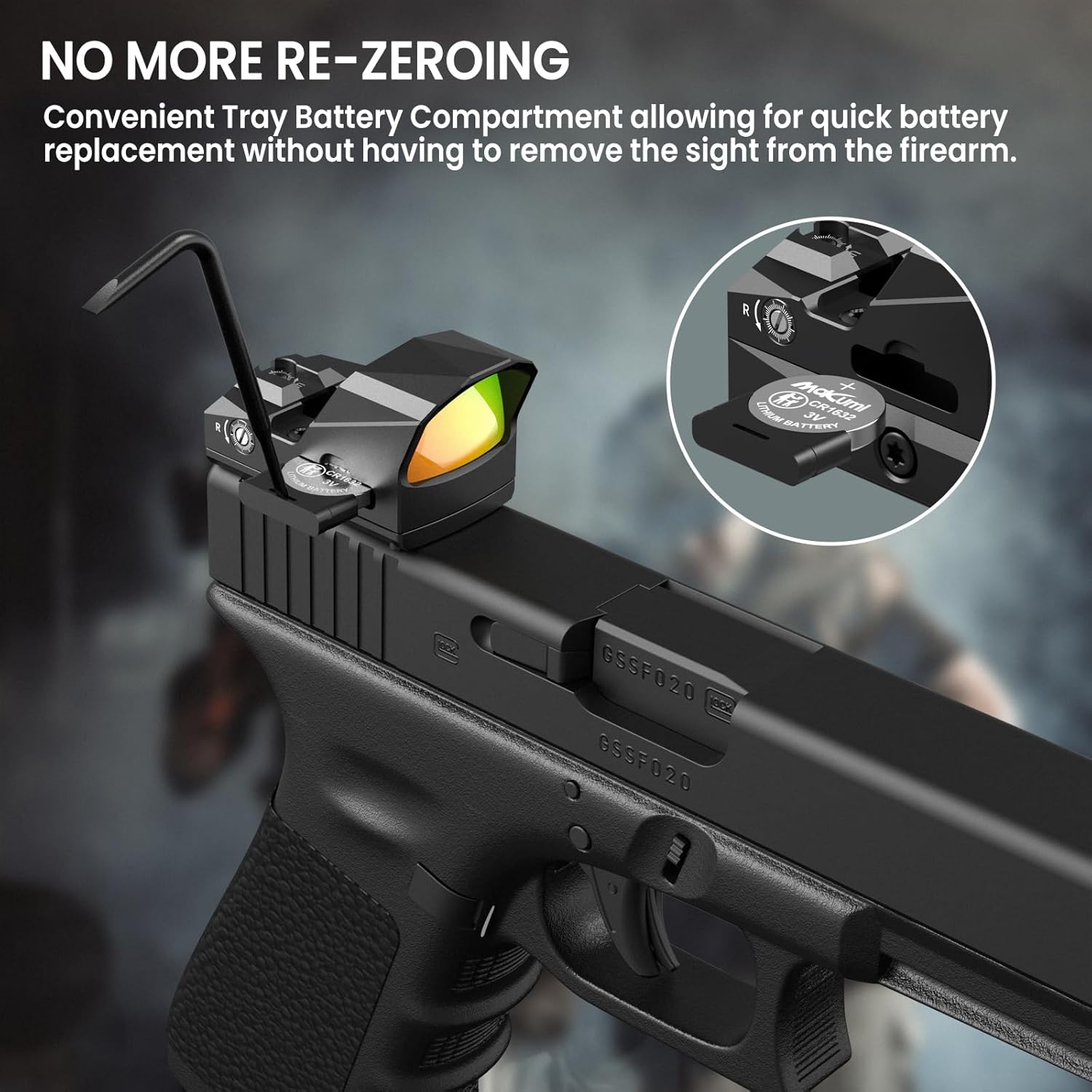 VOTATU Shake Awake 3 MOA Red Dot Compatible with RMR Footprint PMD504-SR Reflex Sight for Pistols Optic with Picatinny Mount