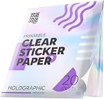 95% Clear Sticker Paper for Inkjet Printer and Laser – 20 Sheets, 8.5x11 Transparent Sticker Paper, Printable Vinyl, Waterproof Clear Labels for DIY Stickers & Decals