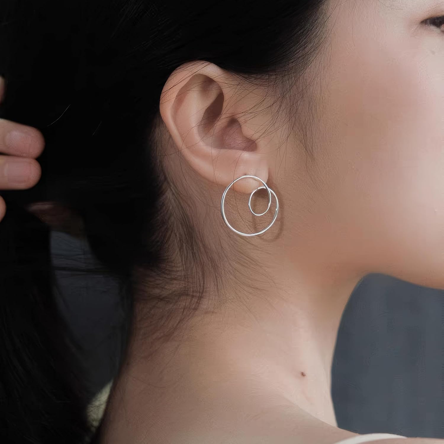 Hoop Silver Earrings for Women 925 Sterling Silver Large Minimalism Spiral Ladies Ear Rings for Pierced Ears - Image 5