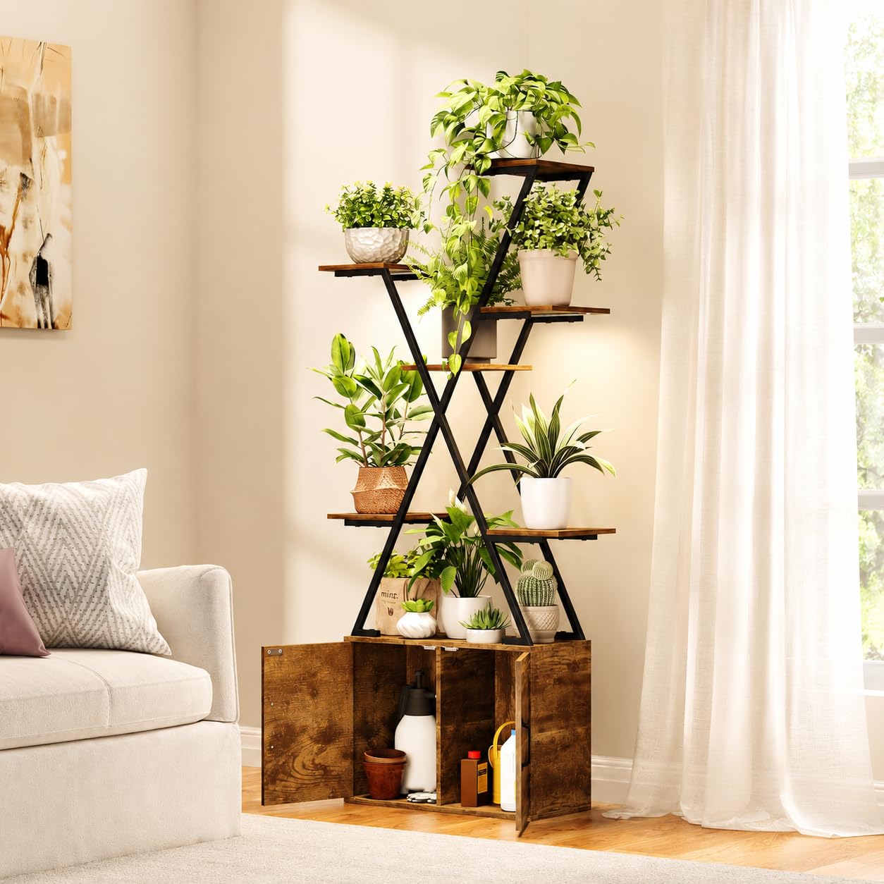 Support pour plantes d'intérieur avec lampes pour créer une jungle urbaine dans votre salon